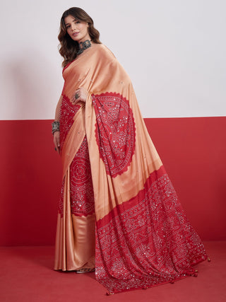 Ruhika Mirror Work Semi Modal Saree for Wedding & Party Wear ClothsVilla