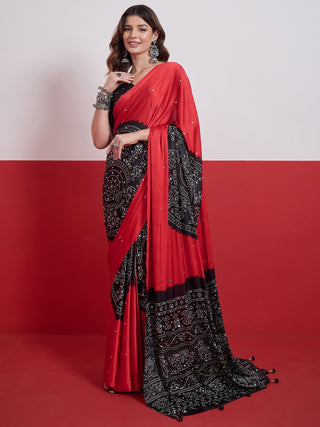 Ruhika Mirror Work Semi Modal Saree for Wedding & Party Wear ClothsVilla