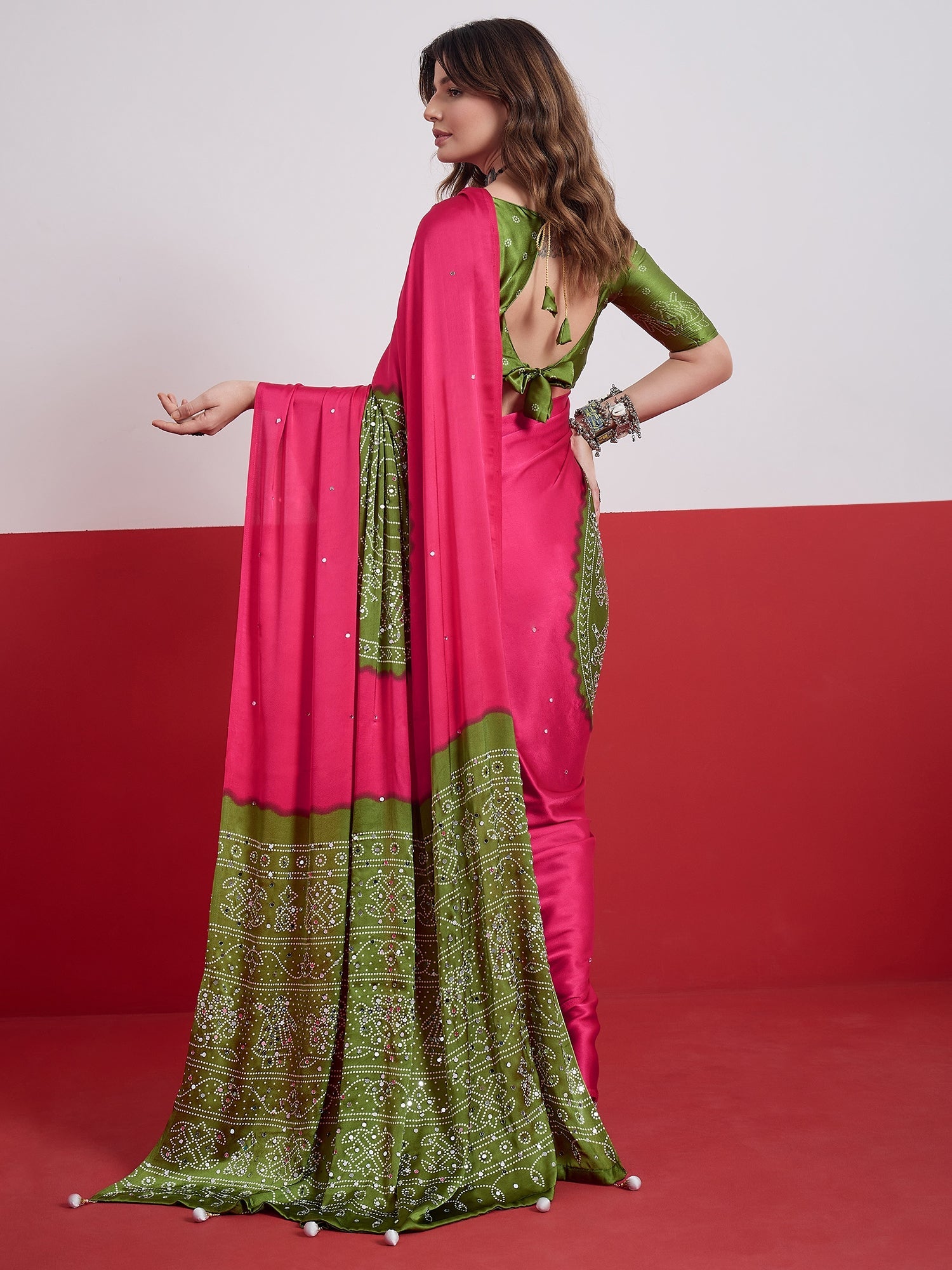 Ruhika Mirror Work Semi Modal Saree for Wedding & Party Wear ClothsVilla