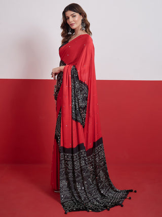 Ruhika Mirror Work Semi Modal Saree for Wedding & Party Wear ClothsVilla