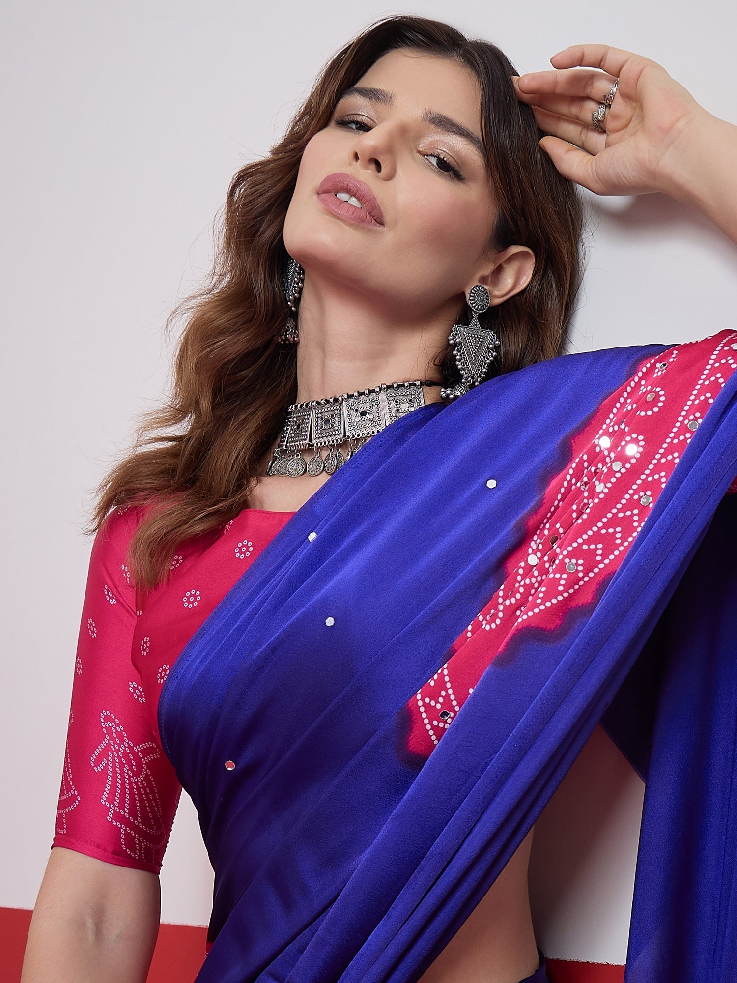 Ruhika Mirror Work Semi Modal Saree for Wedding & Party Wear ClothsVilla