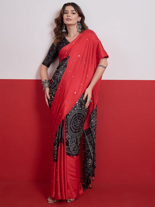 Ruhika Mirror Work Semi Modal Saree for Wedding & Party Wear ClothsVilla