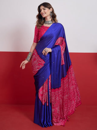 Ruhika Mirror Work Semi Modal Saree for Wedding & Party Wear ClothsVilla