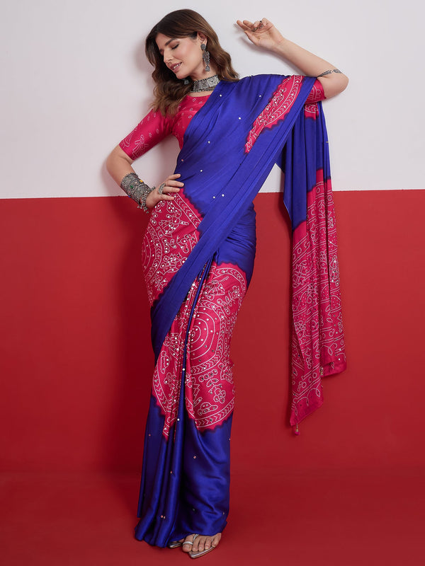 Ruhika Mirror Work Semi Modal Saree for Wedding & Party Wear ClothsVilla