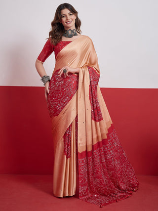 Ruhika Mirror Work Semi Modal Saree for Wedding & Party Wear ClothsVilla