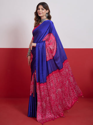 Ruhika Mirror Work Semi Modal Saree for Wedding & Party Wear ClothsVilla