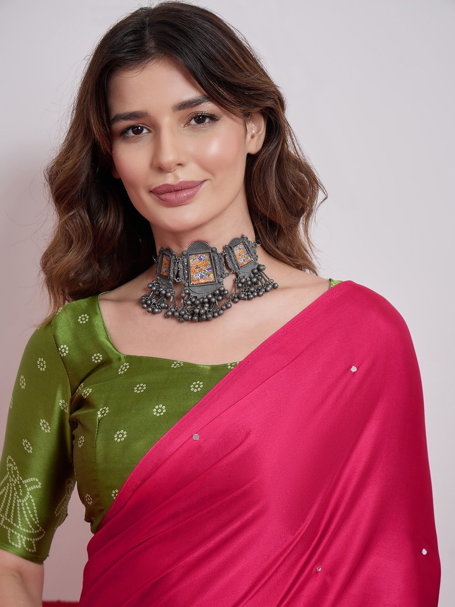 Ruhika Mirror Work Semi Modal Saree for Wedding & Party Wear ClothsVilla