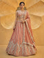 Burnished Rust Chiffon Sequin & Zari Thread Embroidered Lehenga Choli Set Clothsvilla