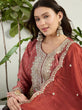 Load image into Gallery viewer, Rust Chinon Palazzo Set with Dupatta ClothsVilla