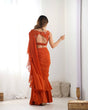 Load image into Gallery viewer, Rust Designer Ready-to-Wear Sharara Saree in Pure Fox Georgette with Heavy Embroidered Sequin Blouse ClothsVilla