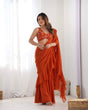Load image into Gallery viewer, Rust Designer Ready-to-Wear Sharara Saree in Pure Fox Georgette with Heavy Embroidered Sequin Blouse ClothsVilla