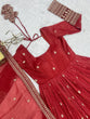 Load image into Gallery viewer, Rust Luxury Heavy Pure Crunchy Silk Anarkali Gown Set – Exquisite Zari &amp; Sequins Embroidery, Handwork Beads Dupatta, Fully Stitched Ready-to-Wear ClothsVilla