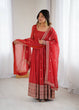 Load image into Gallery viewer, Rust Luxury Heavy Pure Crunchy Silk Anarkali Gown Set – Exquisite Zari &amp; Sequins Embroidery, Handwork Beads Dupatta, Fully Stitched Ready-to-Wear ClothsVilla