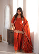 Load image into Gallery viewer, Rust Orange Embroidered Silk Suit Set ClothsVilla