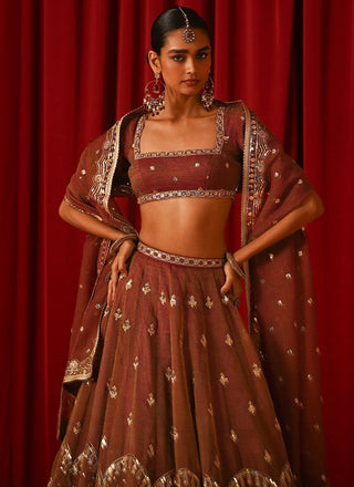 Rust Orange Fandy Silk Lehenga Choli ClothsVilla