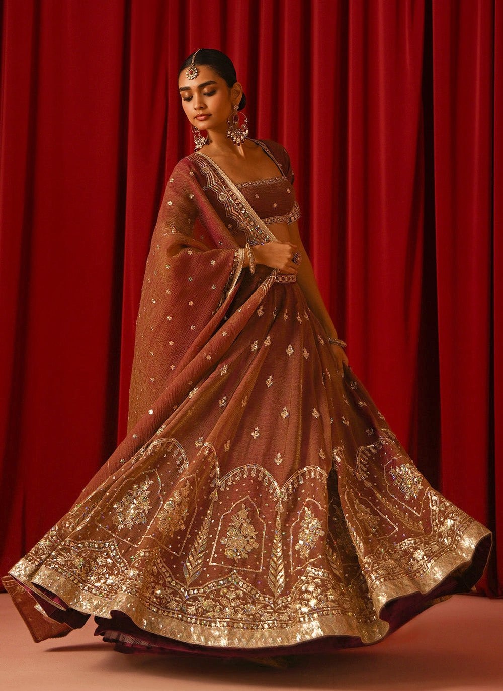 Rust Orange Fandy Silk Lehenga Choli ClothsVilla