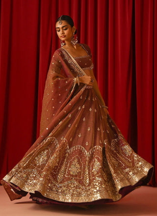 Rust Orange Fandy Silk Lehenga Choli ClothsVilla