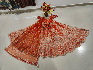 Rust Orange Royal Silk Bridal Lehenga ClothsVilla