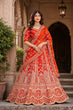 Load image into Gallery viewer, Rust Orange Royal Silk Bridal Lehenga ClothsVilla