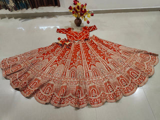 Rust Orange Royal Silk Bridal Lehenga ClothsVilla