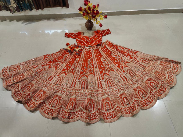 Rust Orange Royal Silk Bridal Lehenga ClothsVilla