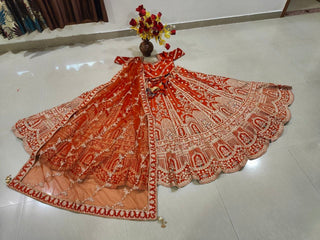 Rust Orange Royal Silk Bridal Lehenga ClothsVilla