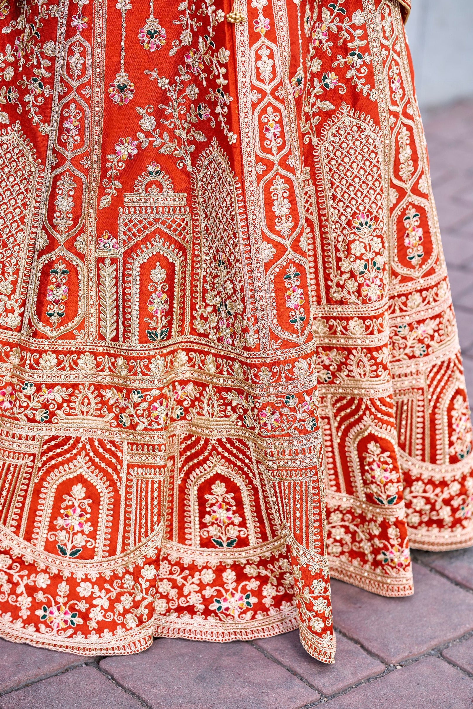 Rust Orange Royal Silk Bridal Lehenga ClothsVilla