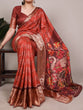 Load image into Gallery viewer, Rust Orange Tasar Silk Printed Saree ClothsVilla