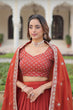 Load image into Gallery viewer, Rust Orange Vichitra Silk Embroidered Lehenga Choli with Designer Dupatta Stitched Lehenga with Canvas Flair &amp; Latkan ClothsVilla