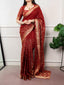 Rust Poly Cotton Saree ClothsVilla