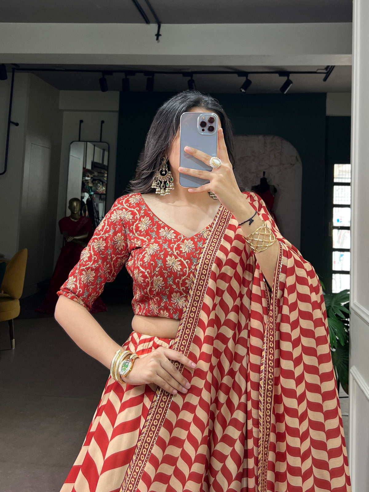 Rust Premium Silk Lehenga Choli Set ClothsVilla