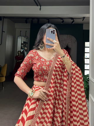 Rust Premium Silk Lehenga Choli Set ClothsVilla