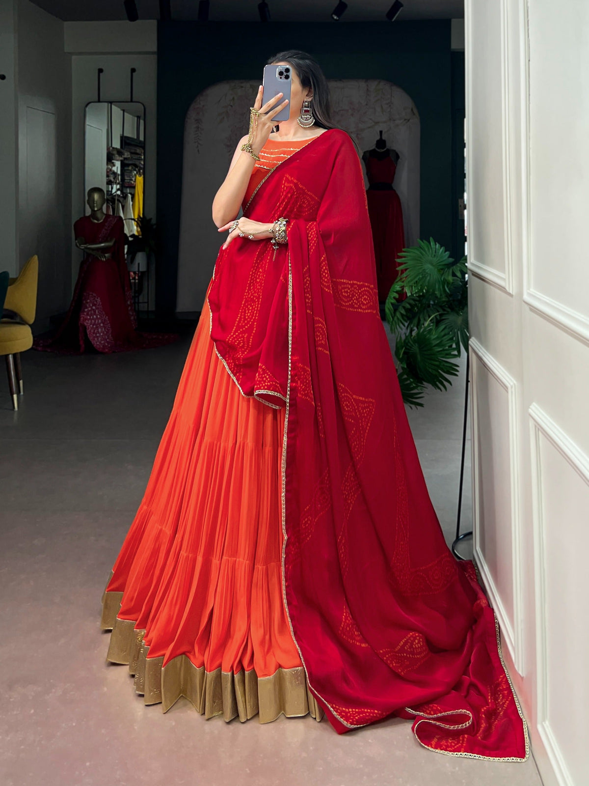 Rust Rayon Lehenga Choli Clothsvilla