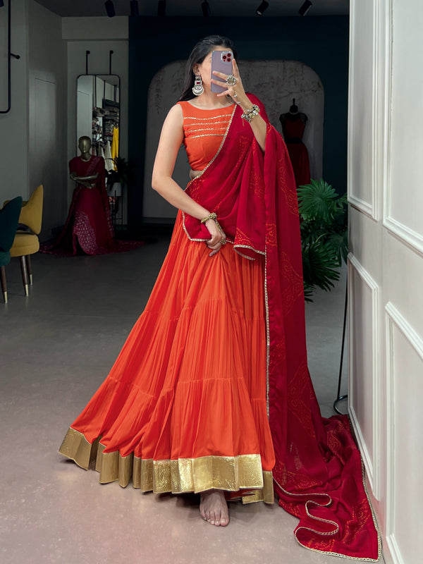 Rust Rayon Lehenga Choli Clothsvilla