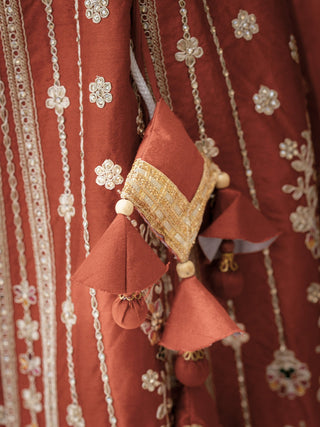 Rust Silk Bridal Lehenga Choli ClothsVilla