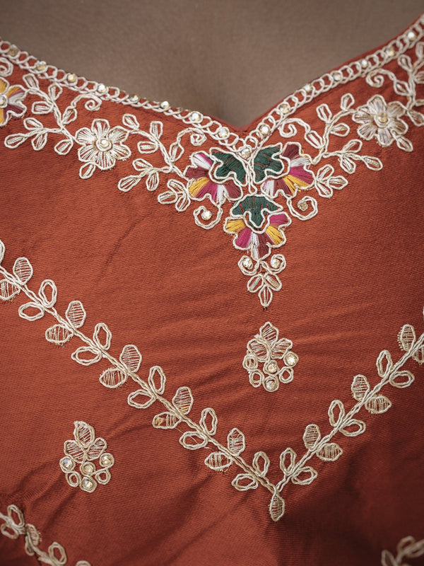 Rust Silk Bridal Lehenga Choli ClothsVilla