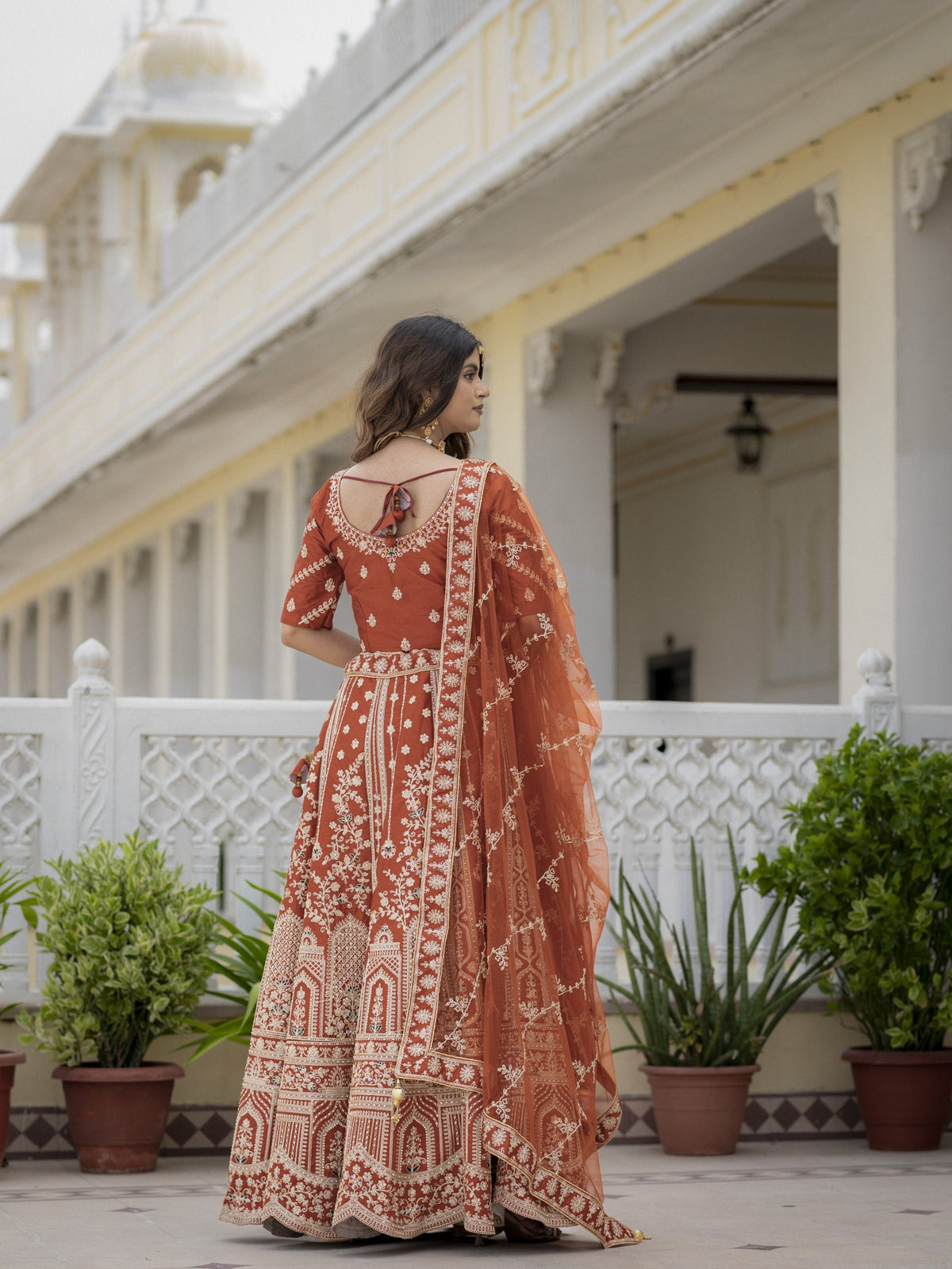 Rust Silk Bridal Lehenga Choli ClothsVilla