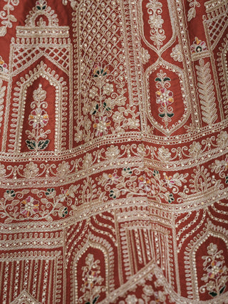 Rust Silk Bridal Lehenga Choli ClothsVilla