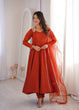 Load image into Gallery viewer, Rust Silk Chanderi Anarkali Gown ClothsVilla