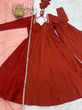 Load image into Gallery viewer, Rust Silk Chanderi Anarkali Gown ClothsVilla