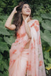 Load image into Gallery viewer, Peach Blossom Hand-Painted Pure Organza Saree with White Sequin Floral Motifs &amp; Modal Satin Blouse FANCY SAREES