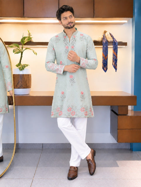 Sage Coach Silk Kurta Pant Set ClothsVilla Main image