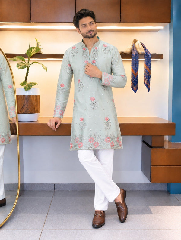 Sage Coach Silk Kurta Pant Set ClothsVilla