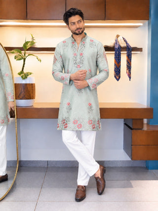 Sage Coach Silk Kurta Pant Set ClothsVilla