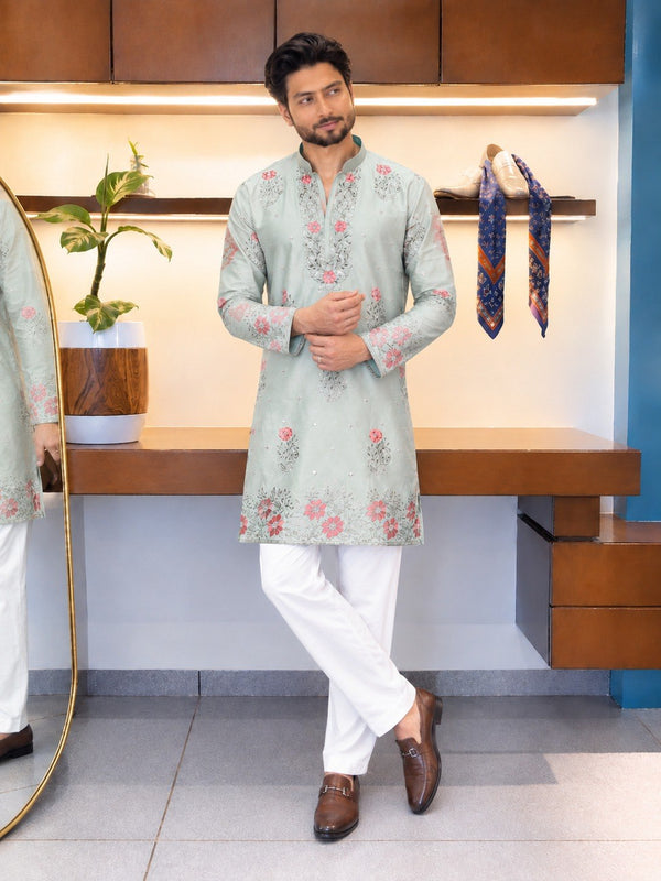 Sage Coach Silk Kurta Pant Set ClothsVilla