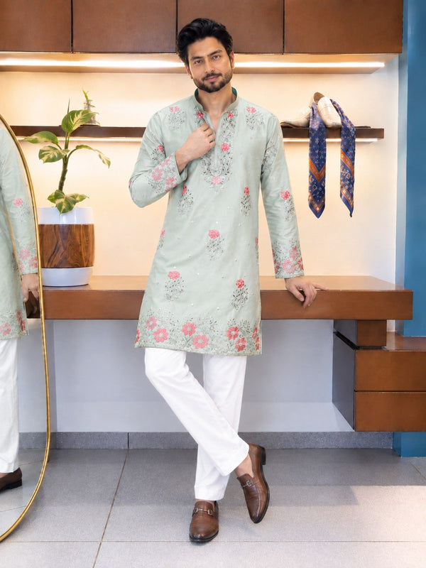 Sage Coach Silk Kurta Pant Set ClothsVilla