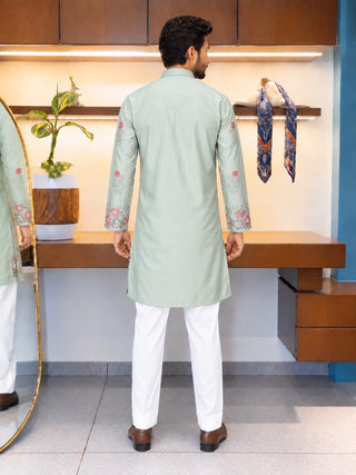 Sage Coach Silk Kurta Pant Set ClothsVilla