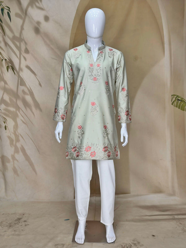 Sage Coach Silk Kurta Pant Set ClothsVilla