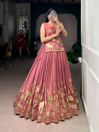 Salmon Embroidered Lehenga Choli ClothsVilla
