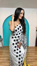 Load image into Gallery viewer, Satin Crepe Silk Digital Print Saree with Unstitched Banglori Silk Blouse ClothsVilla.com